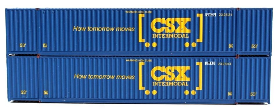 JTC Model Trains 535024 N UMAX CSX Patch 53' Corrugated Container (Pack of 2)