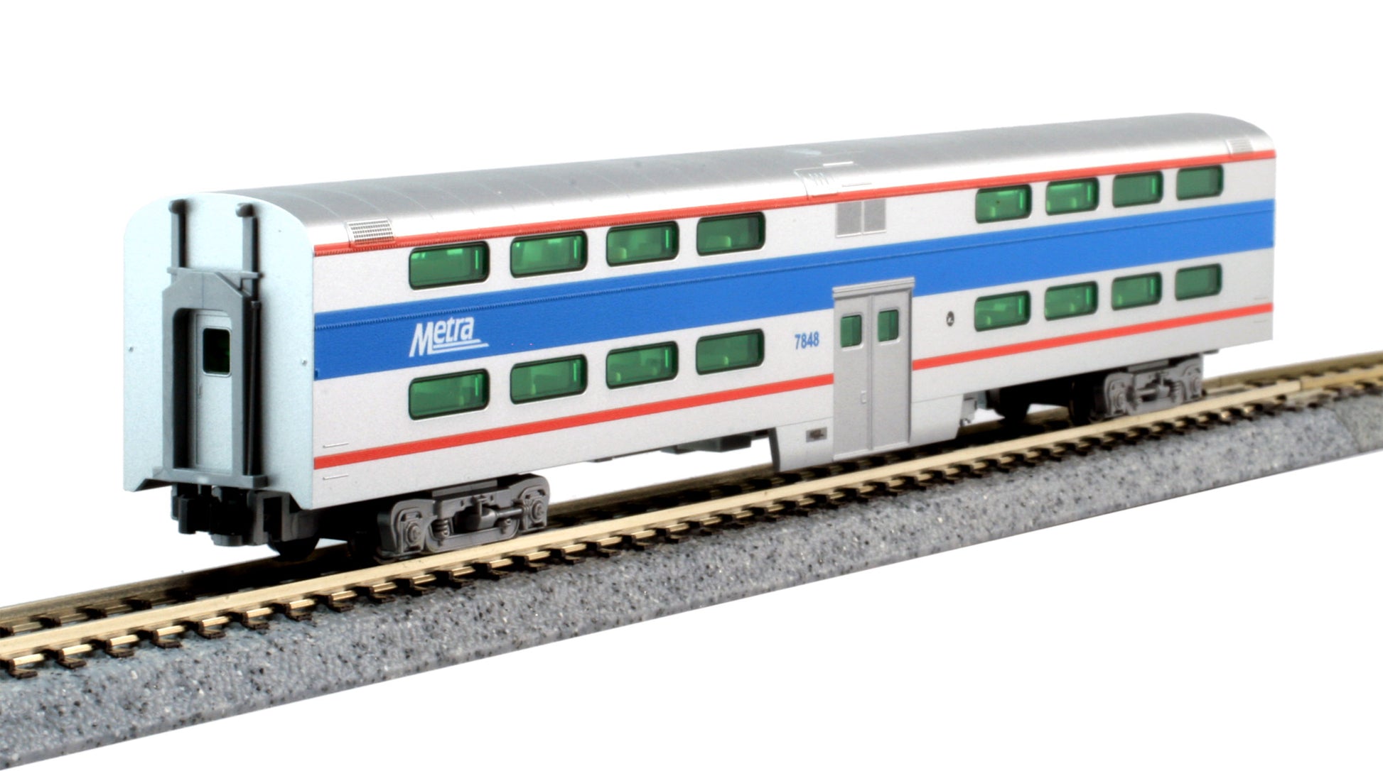 Kato 156-0971 N Chicago Metra Pullman 4-Window Gallery Bi-Level Coach #7848