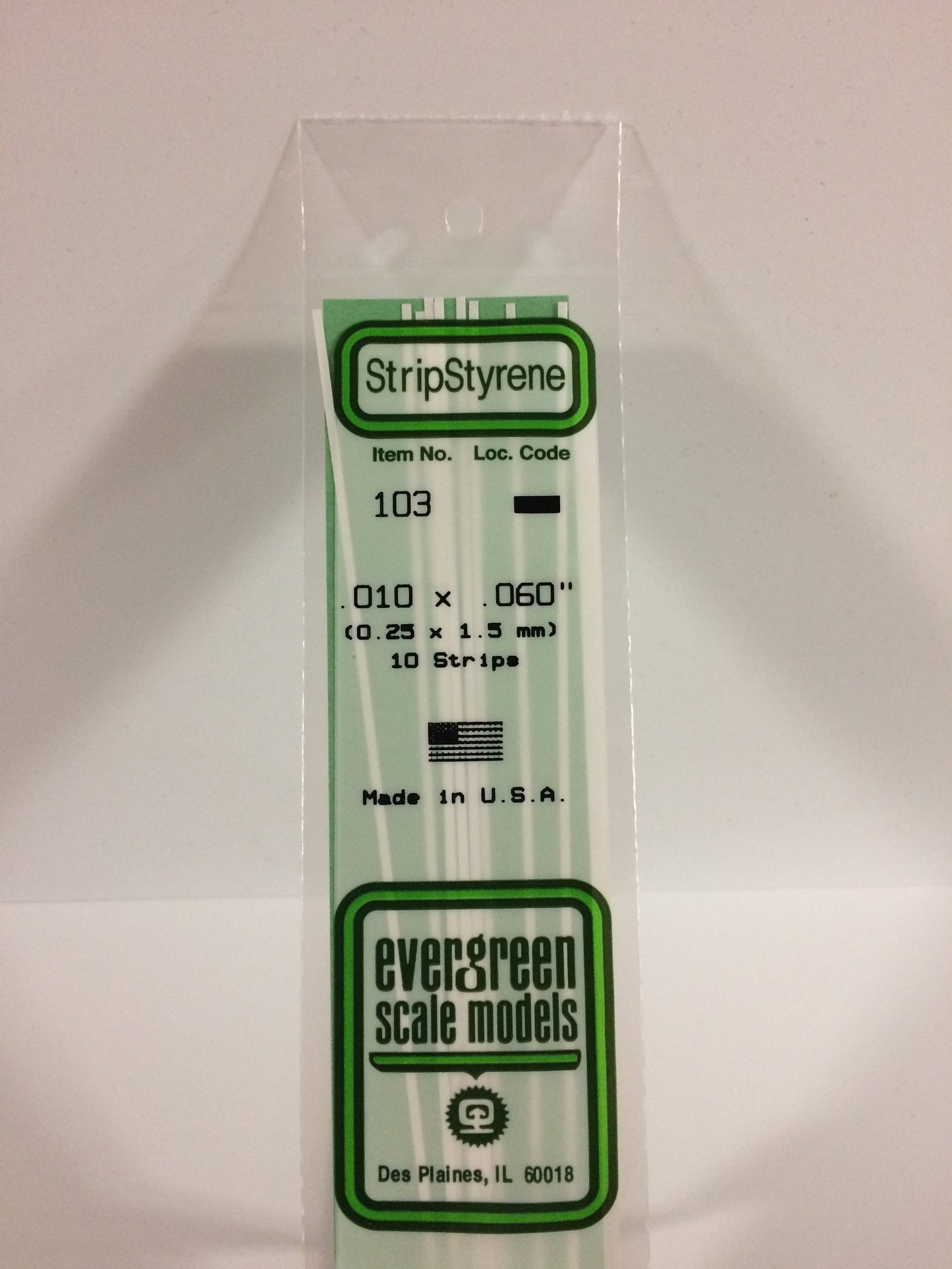 Evergreen Scale Models 103 .010" x .060" x 14" Polystyrene Strips (Pack of 10)