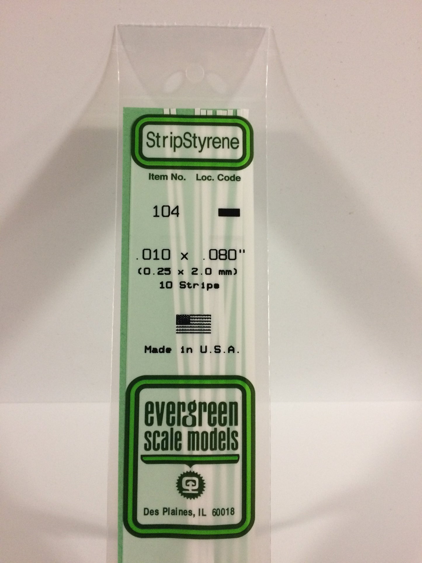 Evergreen Scale Models 104 .010" x .080" x 14" Polystyrene Strips (Pack of 10)