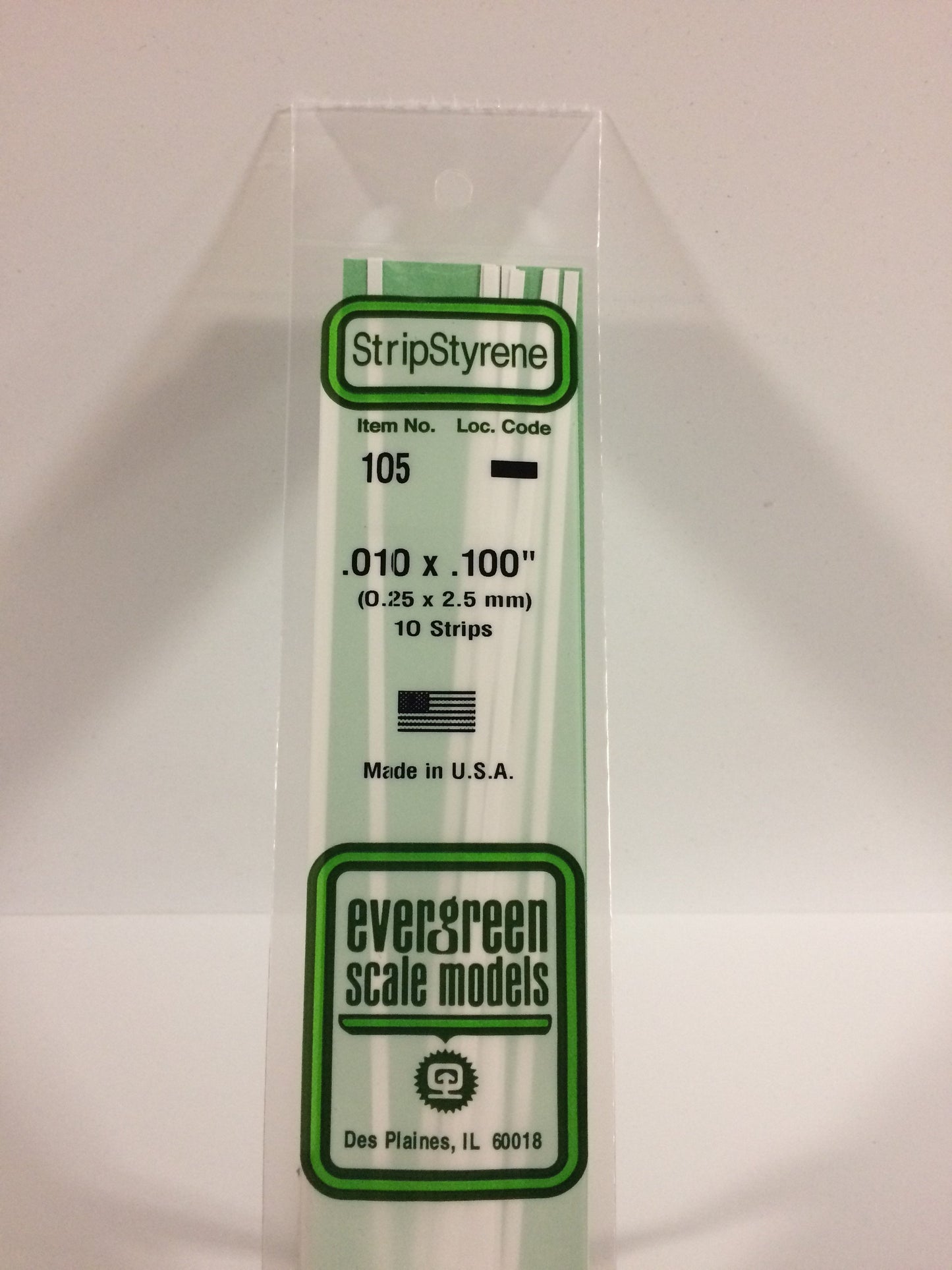 Evergreen Scale Models 105 .010" x .100" x 14" Polystyrene Strips (Pack of 10)