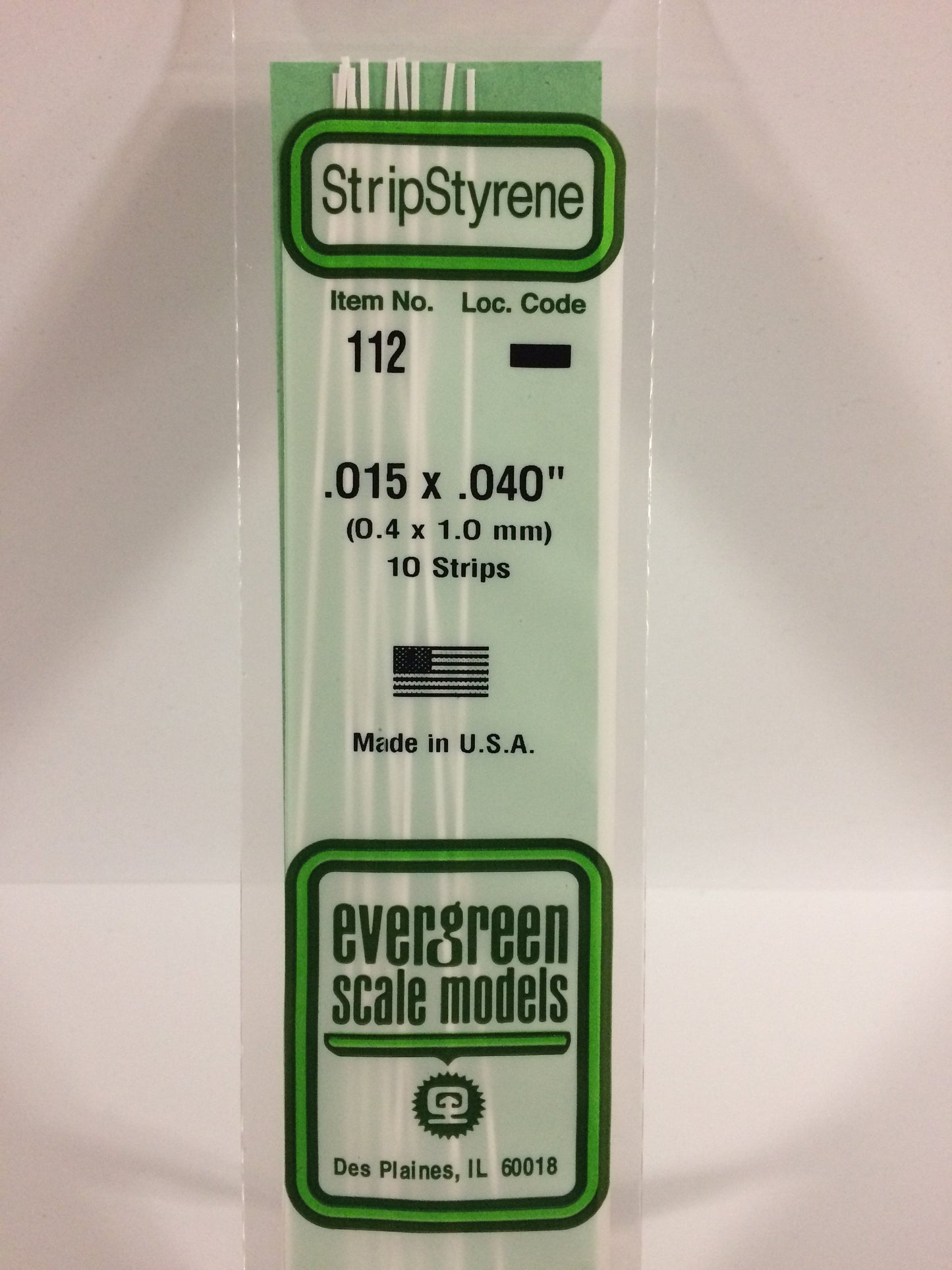 Evergreen Scale Models 112 .015" x .040" x 14" Polystyrene Strips (Pack of 10)