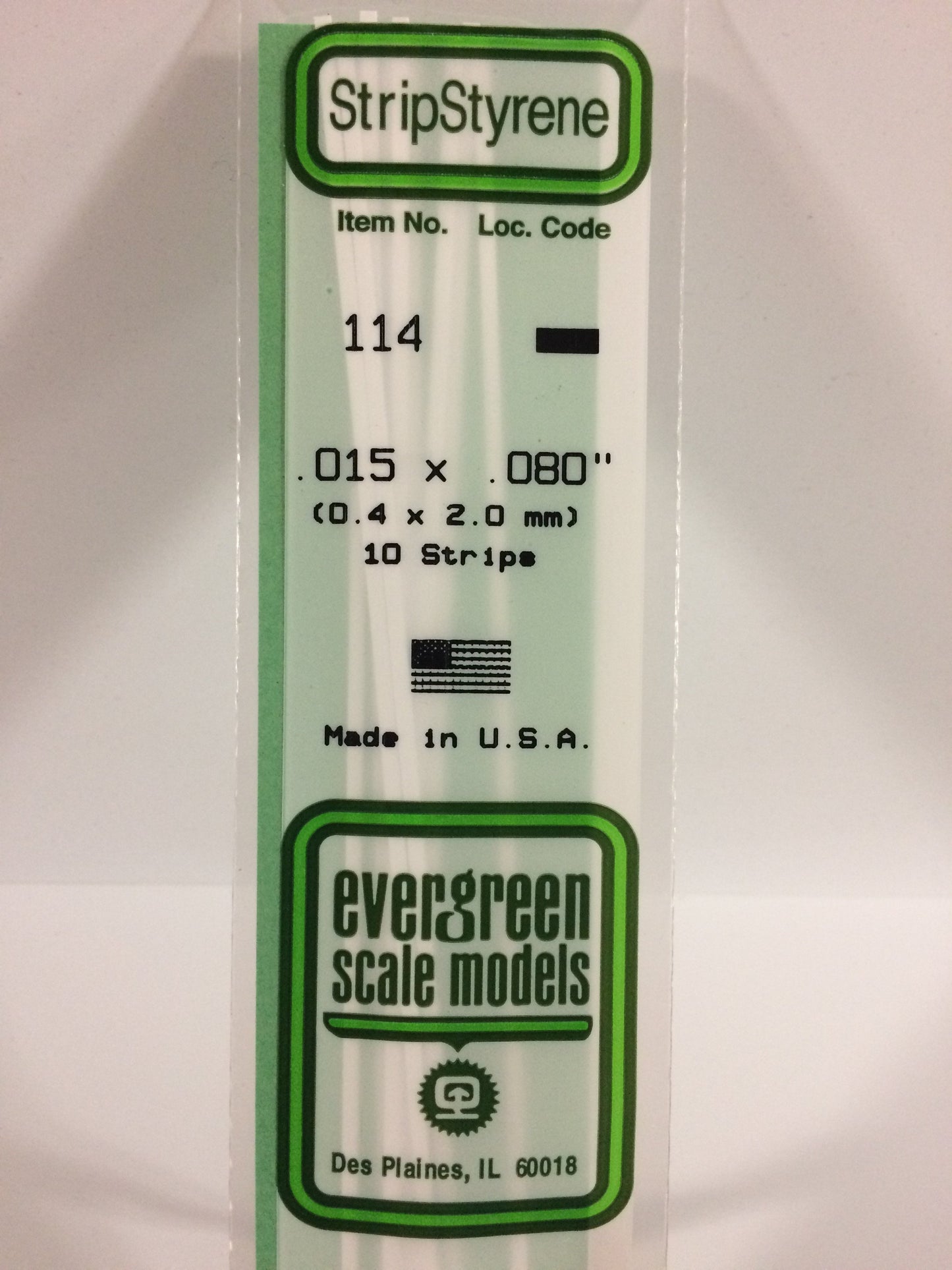 Evergreen Scale Models 114 .015" x .080" x 14" Polystyrene Strips (Pack of 10)