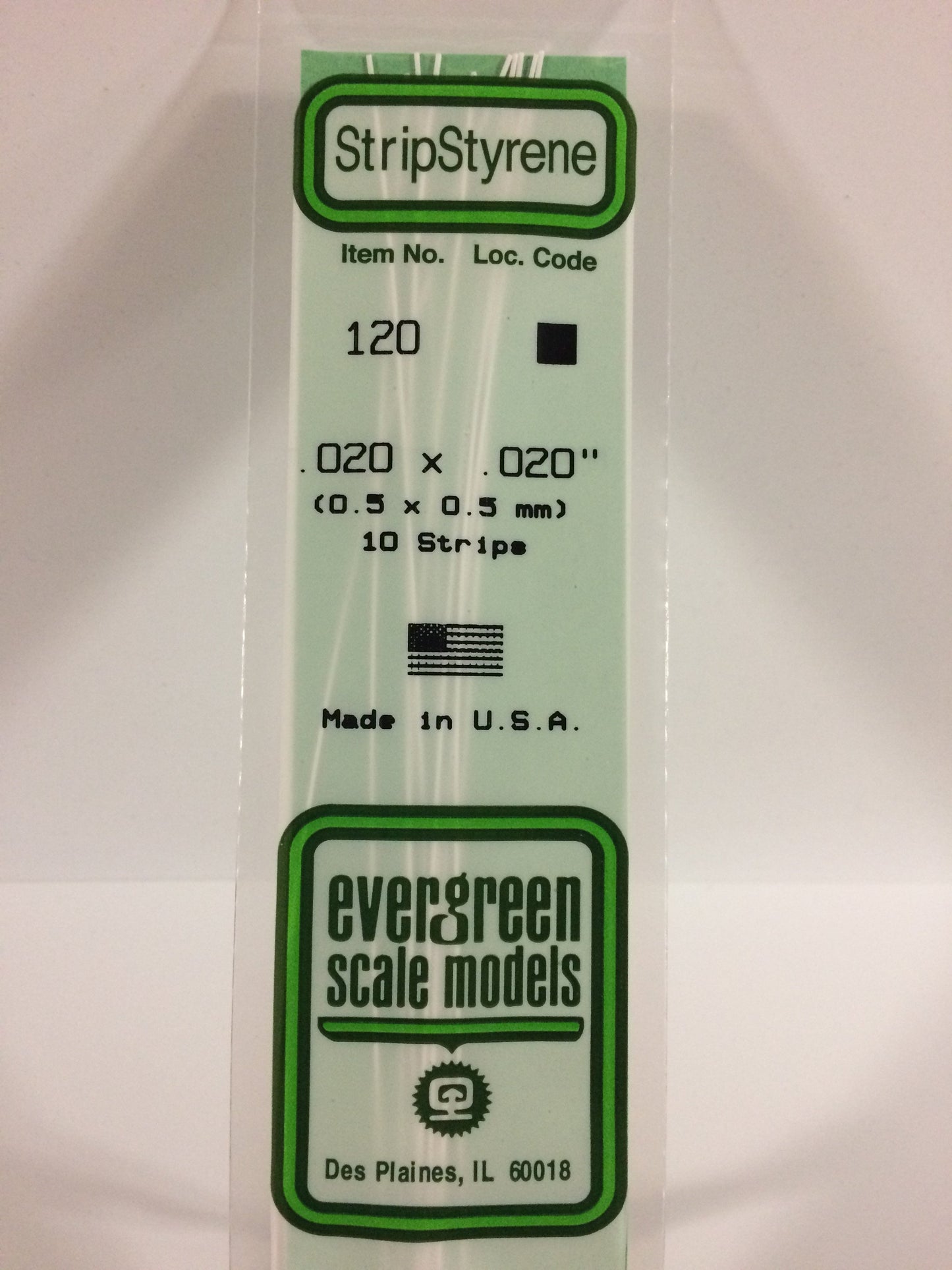 Evergreen Scale Models 120 .020" x .020" x 14" Polystyrene Strips (Pack of 10)