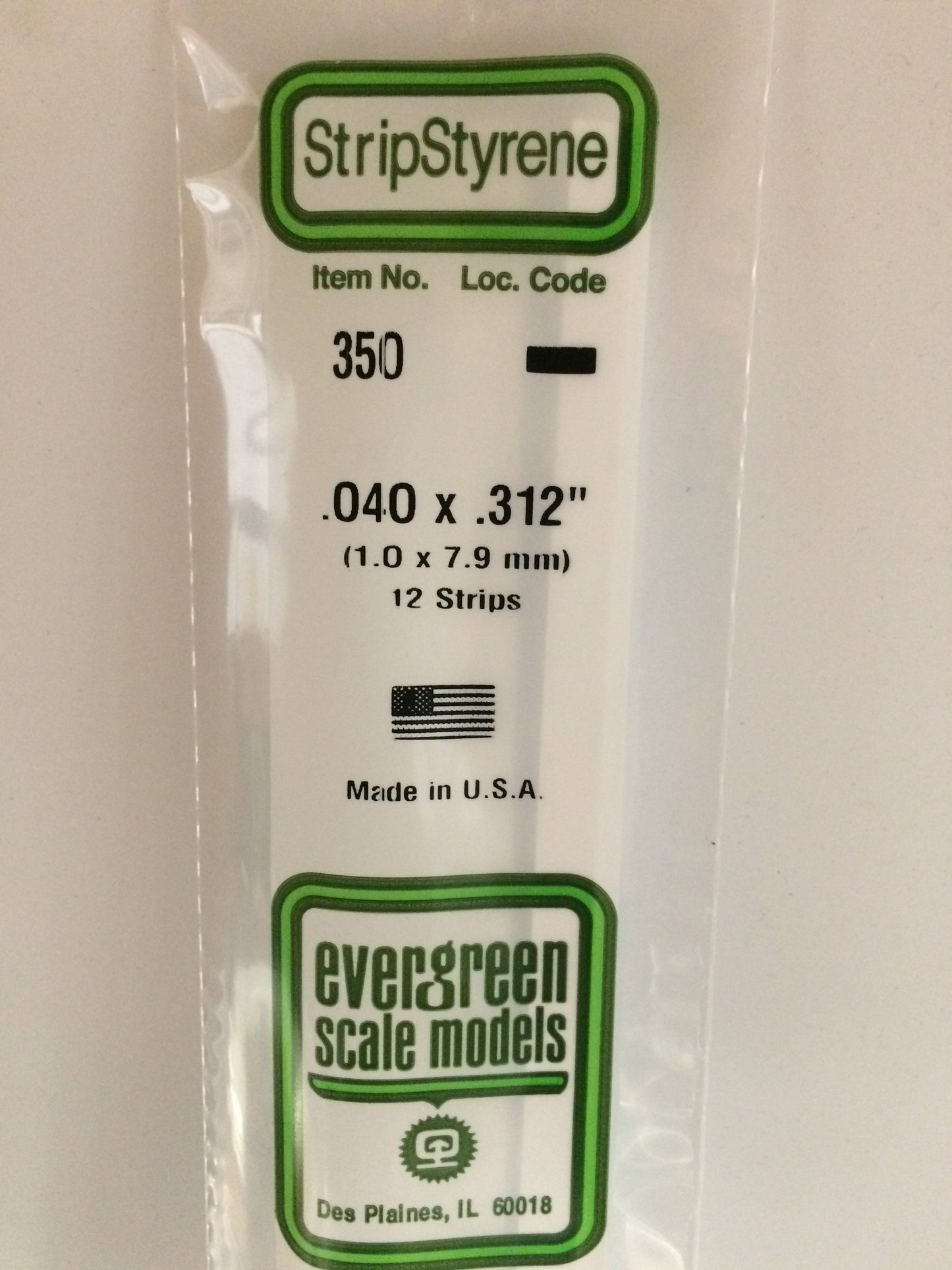 Evergreen Scale Models 350 .040" x .312" x 24" Polystyrene Strips (Pack of 12)