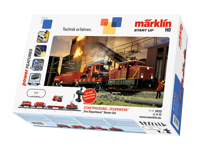 Marklin 29722 Fire Department HO Gauge Electric Starter Train Set 110V