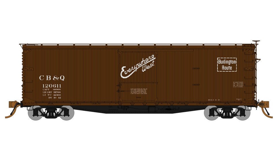 Rapido Trains 130102 HO Chicago, Burlington & Quincy 40' USRA Boxcar (Set of 4)