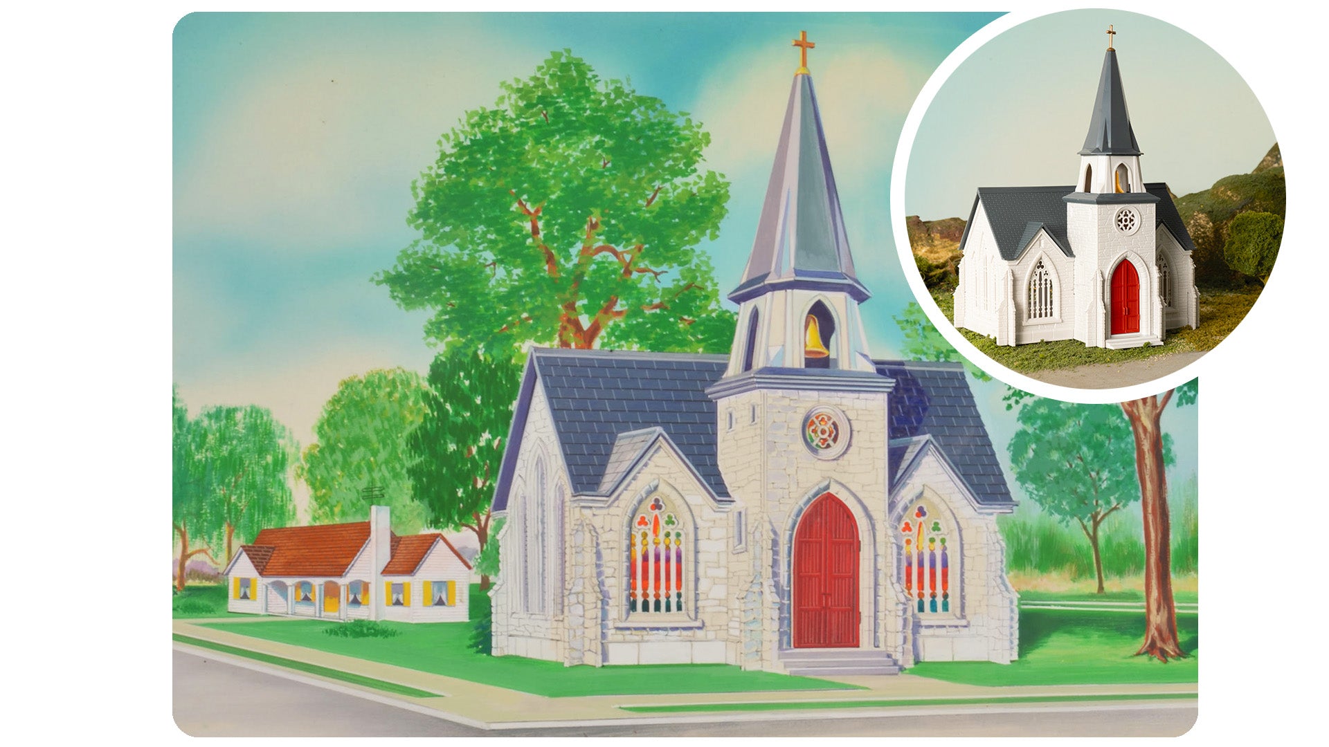 Bachmann 45630 O 75th Anniversary Plasticville Cathedral Kit