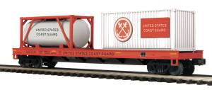 MTH 20-95387 O U.S. Coast Guard Flatcar with Tank Container & 20' Container #20
