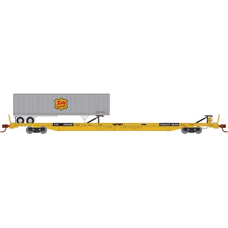 Athearn 14693 N TTX  Yellow F89-F89'8 TOFC Flat Car w/40 MKT Trailer