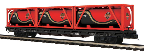 MTH 20-95337 O Norfolk Southern 60' Flat Car with 3 Containers – Trainz
