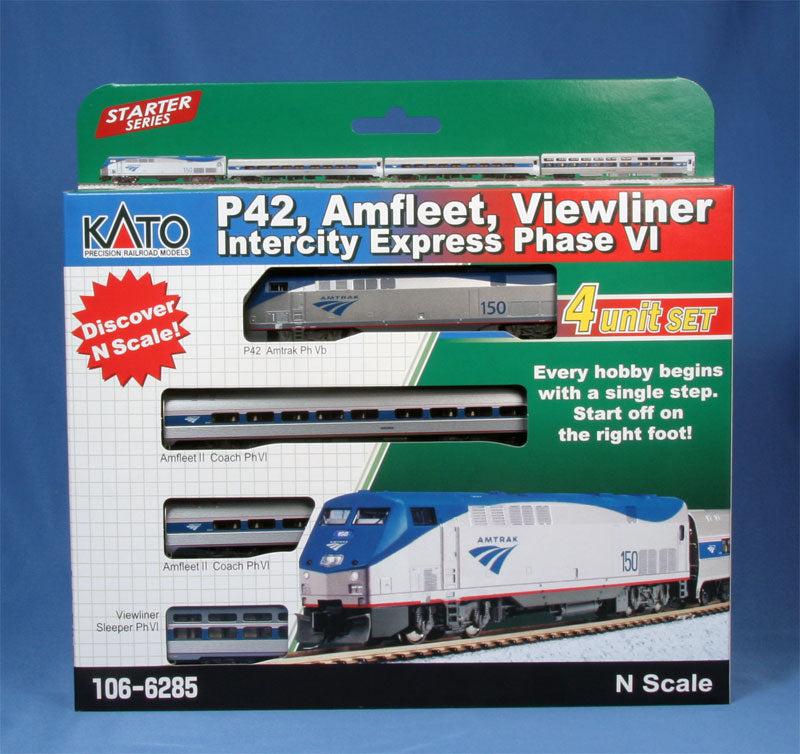 Kato 106-6285-LS N Amtrak Amfleet II P42 Phase VI Viewliner Intercity Express