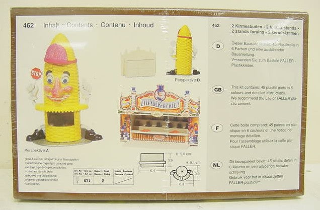 Faller 462 HO Carnival Stands Plastic Kit (Pack of 2)