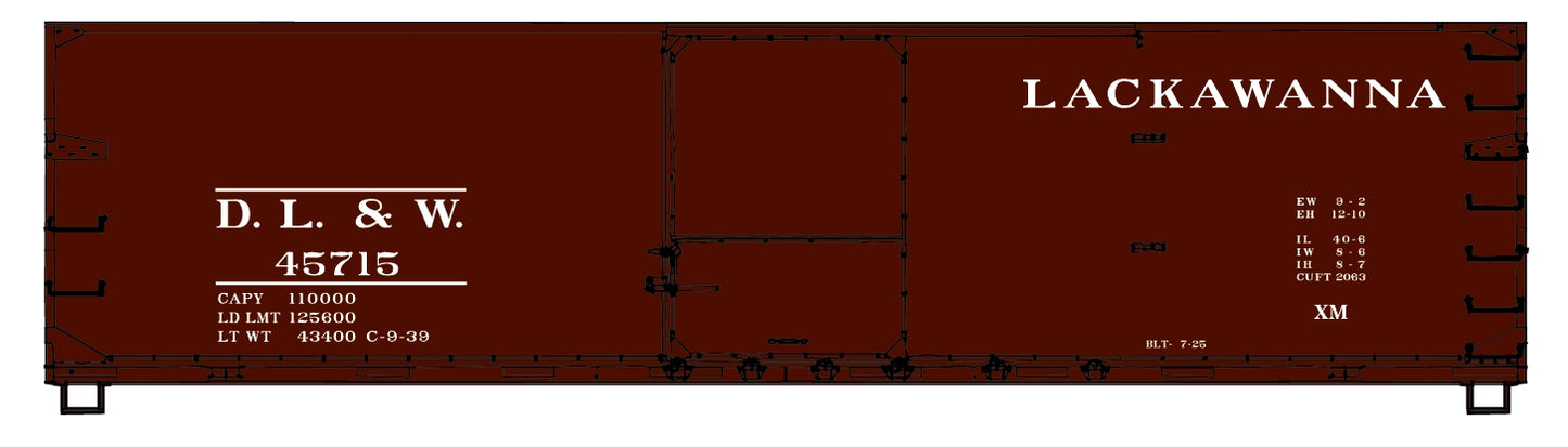 Accurail 4647 HO DL&W Lackawanna 40' Double Sheath Wood Boxcar #45715