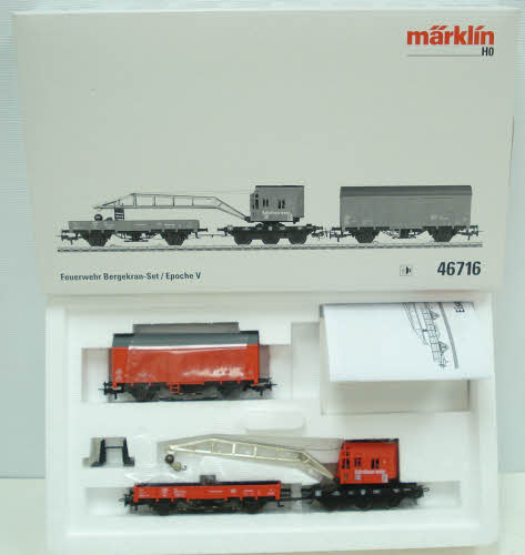 Marklin 46716 HO Scale Railroad Fire Emergency Train & Crane Car