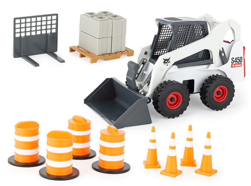Ertl 47259 1:16 Big Farm Series Bobcat Skid Steer with Barrells and Cones