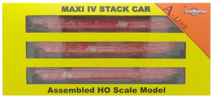 InterMountain 47363 HO Northwest Container Maxi IV Stack Car- 3 Car Set