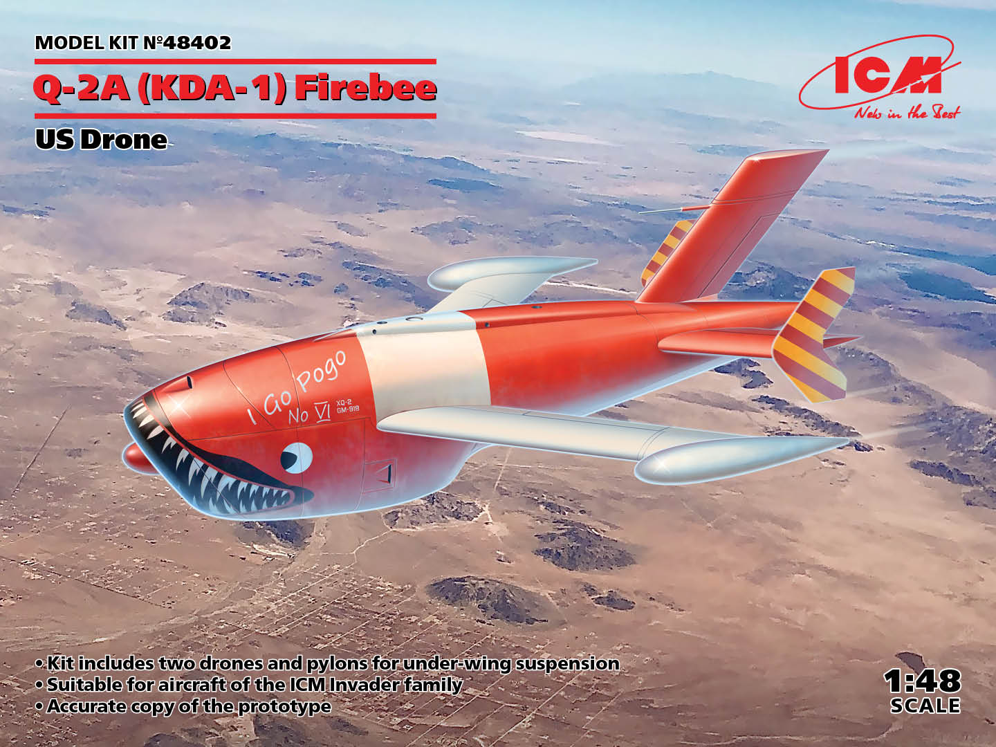 ICM 48402 1:48 US Drone Q-2A (KDA-1) Firebee Military Aircraft Plane Model Kit