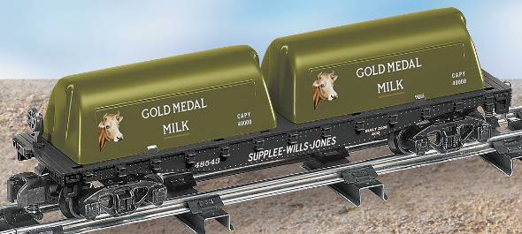 American Flyer 6-48543 S Scale Supplee Flatcar with Milk Containers