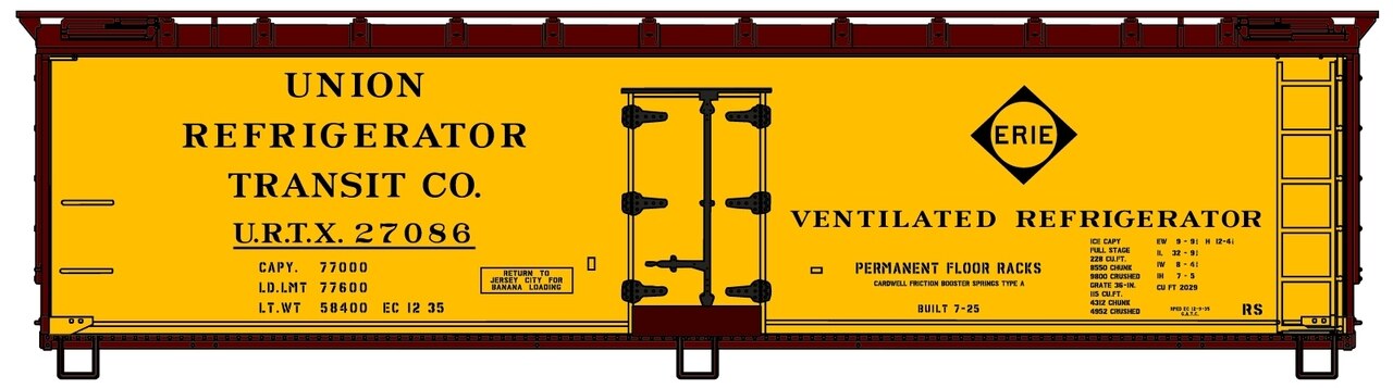 Accurail 4858 HO Erie 40' Wood Reefer Car #27086