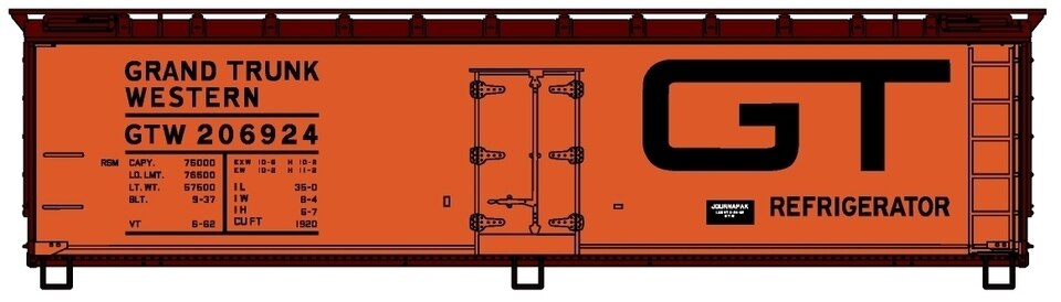Accurail 4859 HO Grand Trunk Western 40' Wood Reefer Car #206924