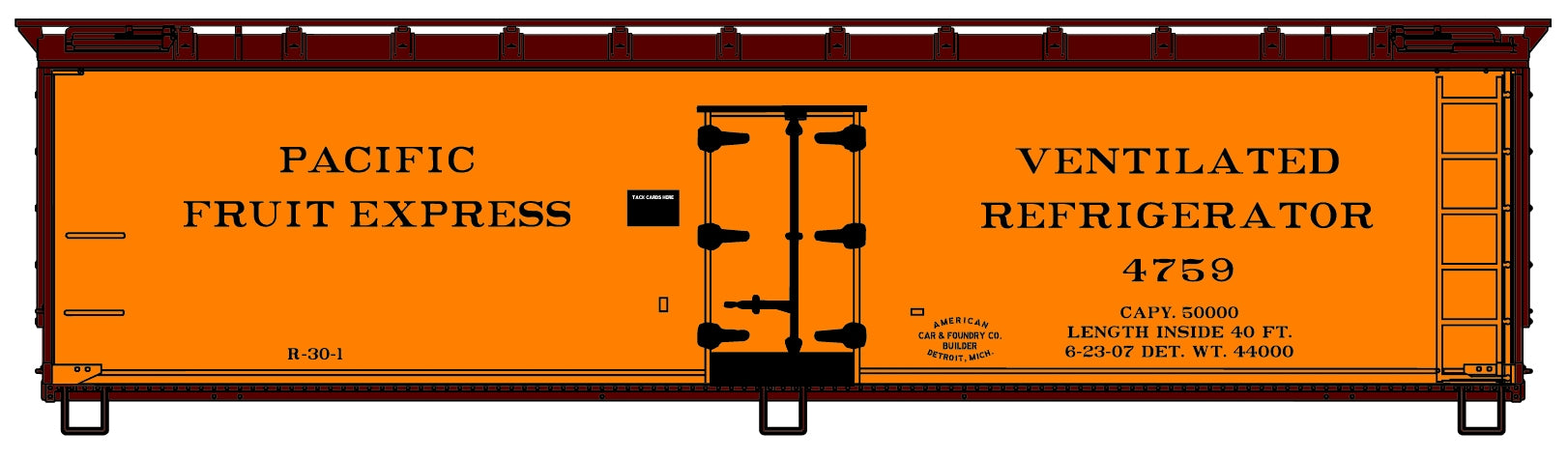 Accurail 4907 HO Pacific Fruit Express 40' Wood Reefer Car # 4759 Kit