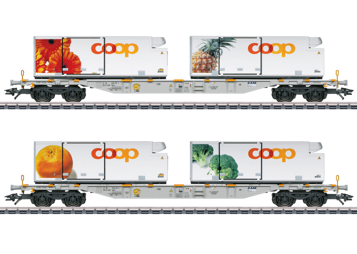 Marklin 47462 HO AAE Cargo Inc. Coop Container Flat Cars (Set of 2)