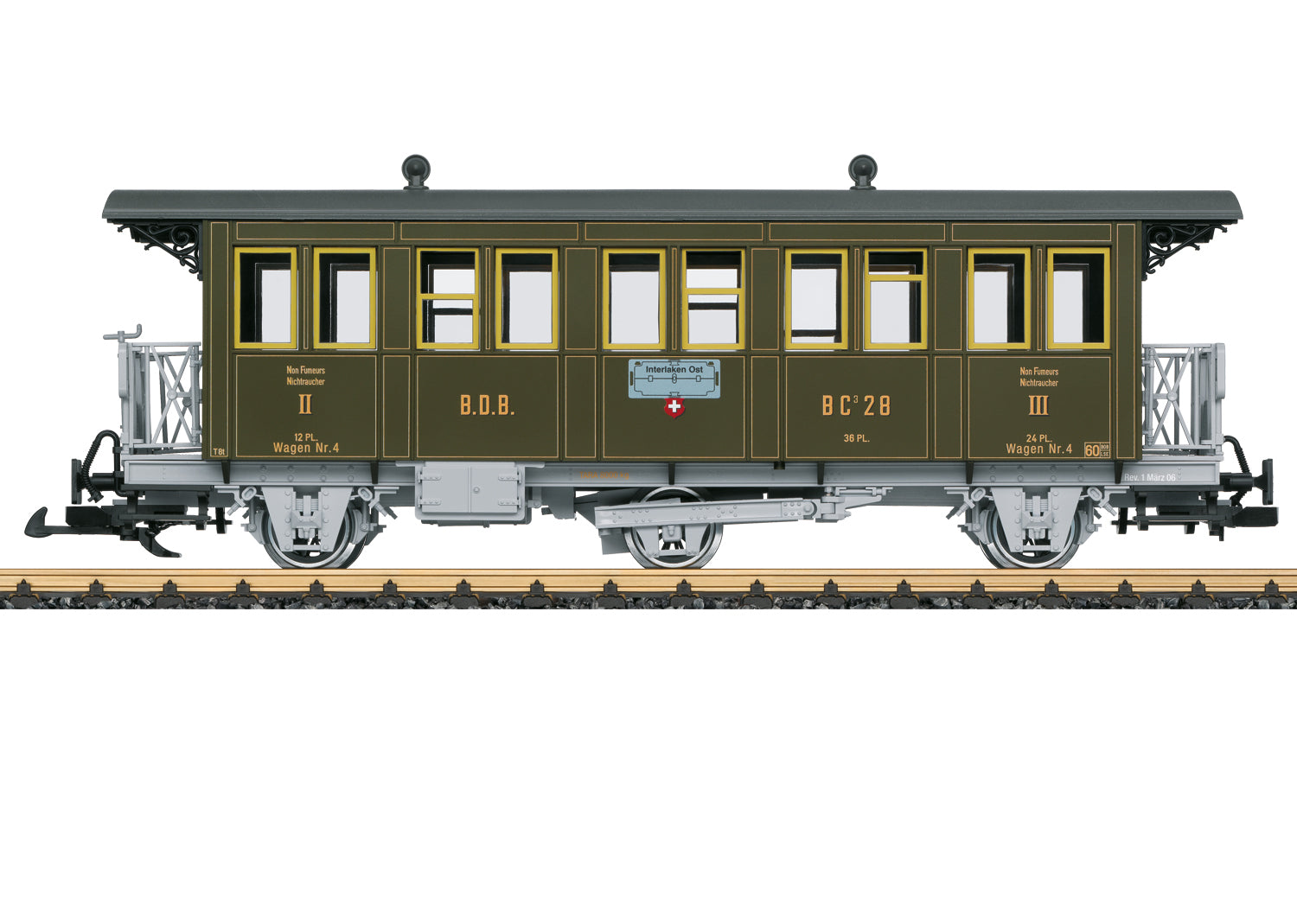 LGB 31331 G Brunig Steam Railroad BDB Passenger Car #BC 28
