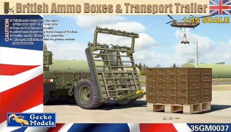 Gecko Models 35GM0037 1:35 British Ammo Boxes and Transport Trailer Kit