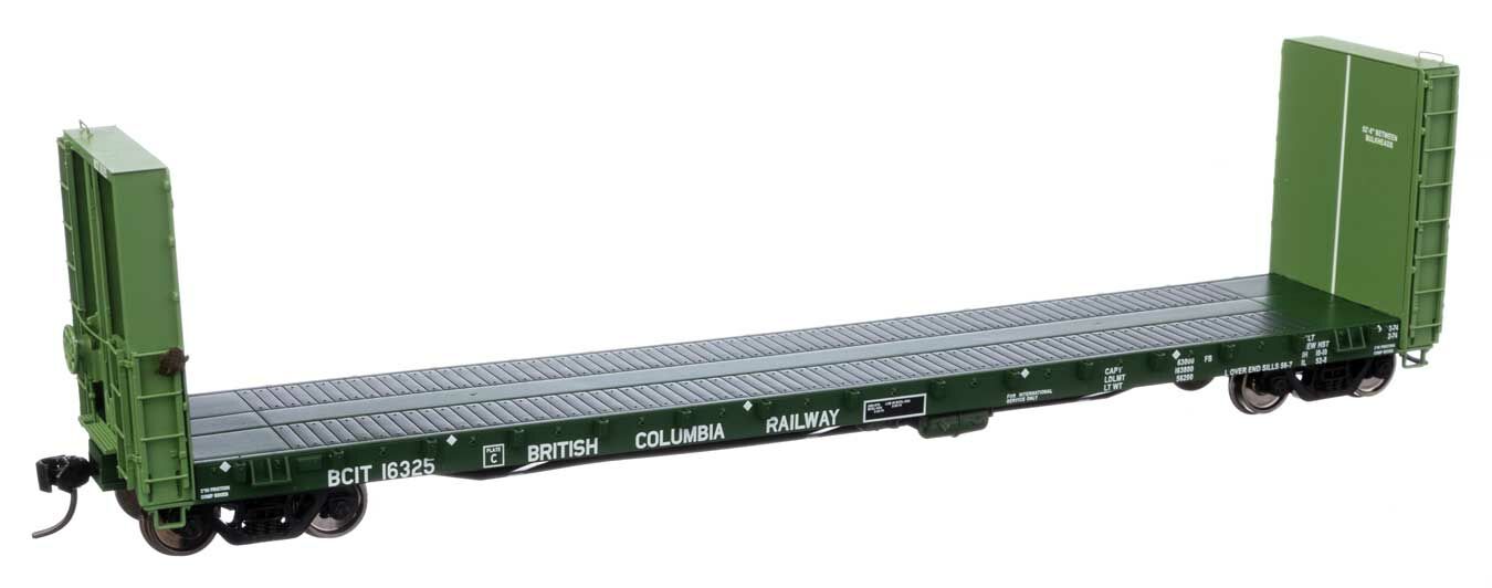 Walthers 920-104343 HO BC Rail 50' CC&F Bulkhead Flatcar RTR BCIT #16325