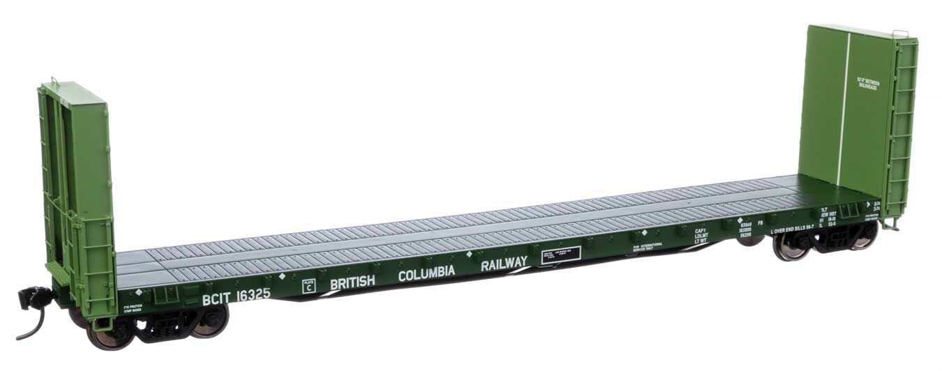 Walthers 920-104343 HO BC Rail 50' CC&F Bulkhead Flatcar RTR BCIT #16325