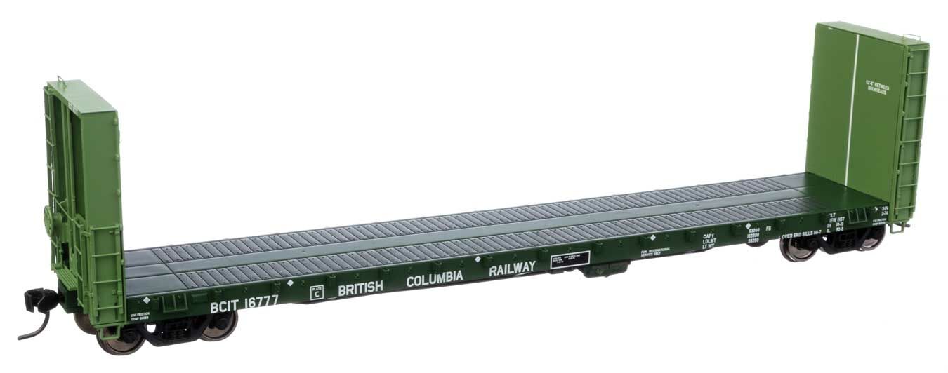 Walthers 920-104344 HO BC Rail 50' CC&F Bulkhead Flatcar RTR BCIT #16777
