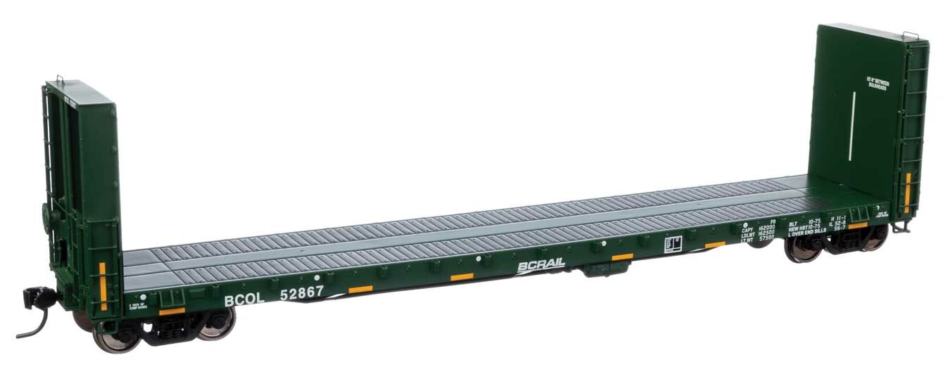 Walthers 920-104347 HO BC Rail 50' CC&F Bulkhead Flatcar RTR BCOL #52867