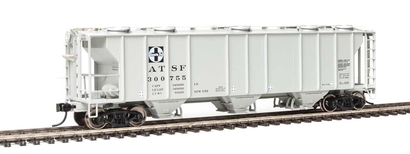 Walthers 910-7007 HO ATSF 50' PS-2 2893 3-Bay Covered Hopper Car #300755
