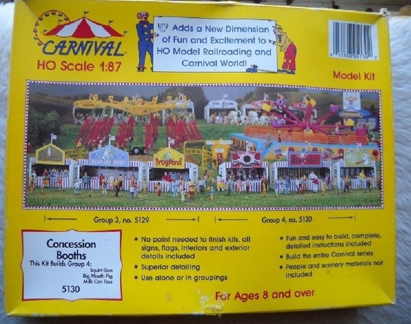 IHC 5130 HO Concession Booths Squirt Gun/Big Mouth Pig/Milk Can Toss Group 4 Kit
