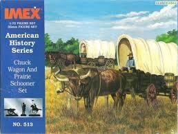 Imex 513 1:72 Chuck Wagon w/2 Mules & Prairie Schooner w/2 Oxen & Driver Figures