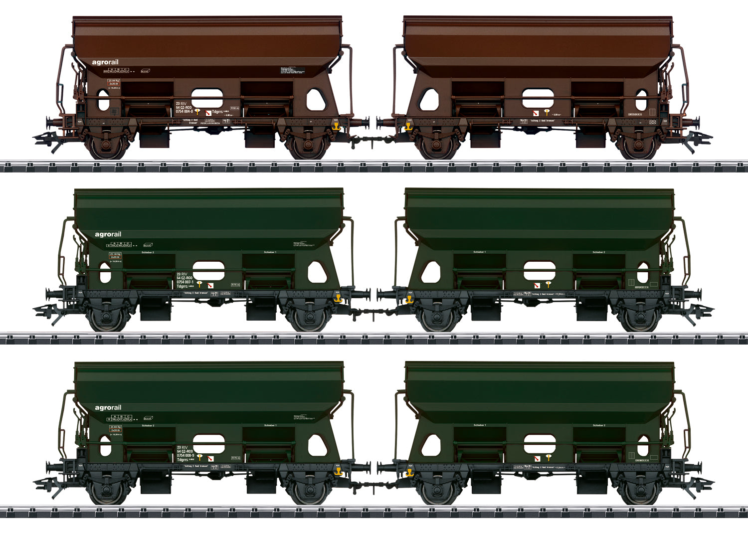 Trix 24169 HO Czech Railco A.S. Tds Hinged Roof Freight Car (Set of 6)
