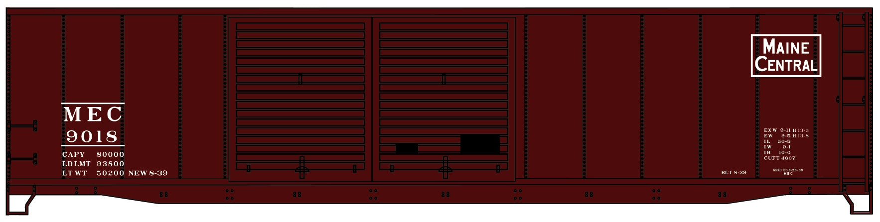Accurail 5243 HO Maine Central AAR 50' Riveted-Side Double-Door Boxcar #9018