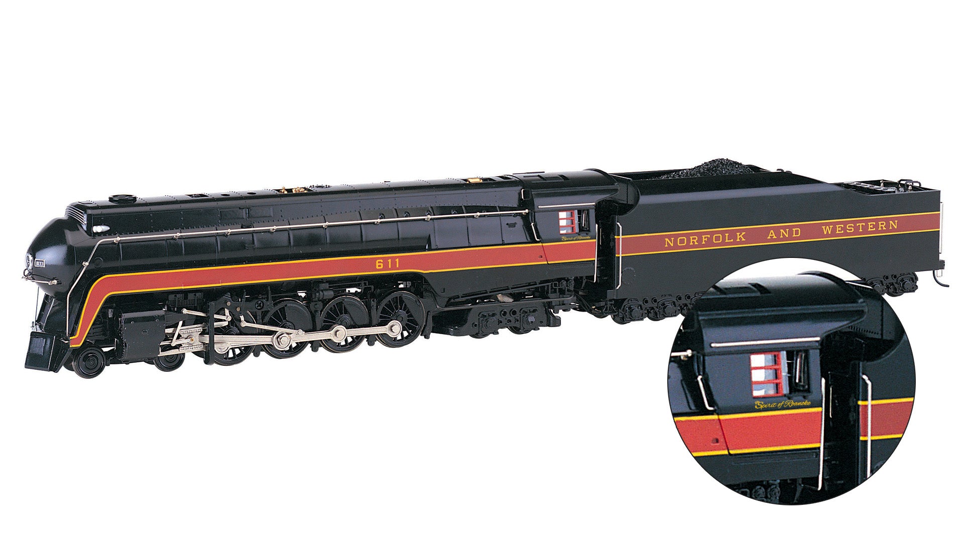 Bachmann 53203 HO NW Spirit of Roanoke Class J 4-8-4 Steam Locomotive #611
