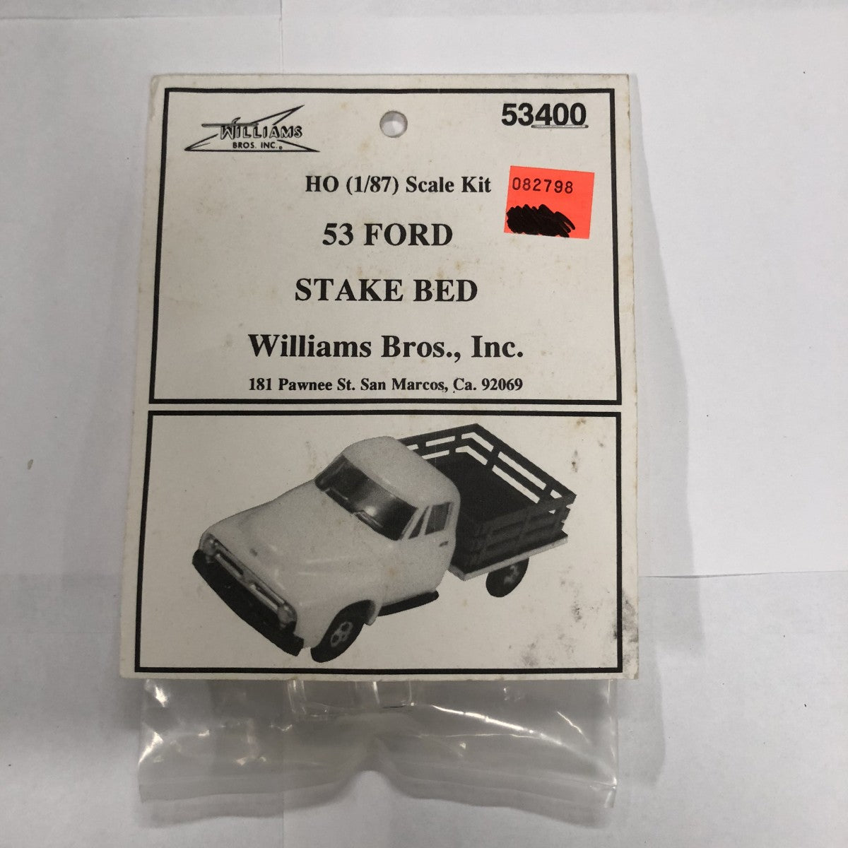 Williams Brothers 53400 1:87 HO 53 Ford Stake Bed Truck Plastic Kit
