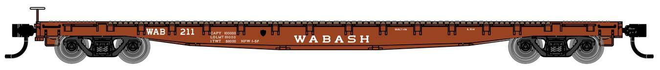 Walthers 910-6629 HO Wabash 53' GSC Flatcar Ready to Run #211