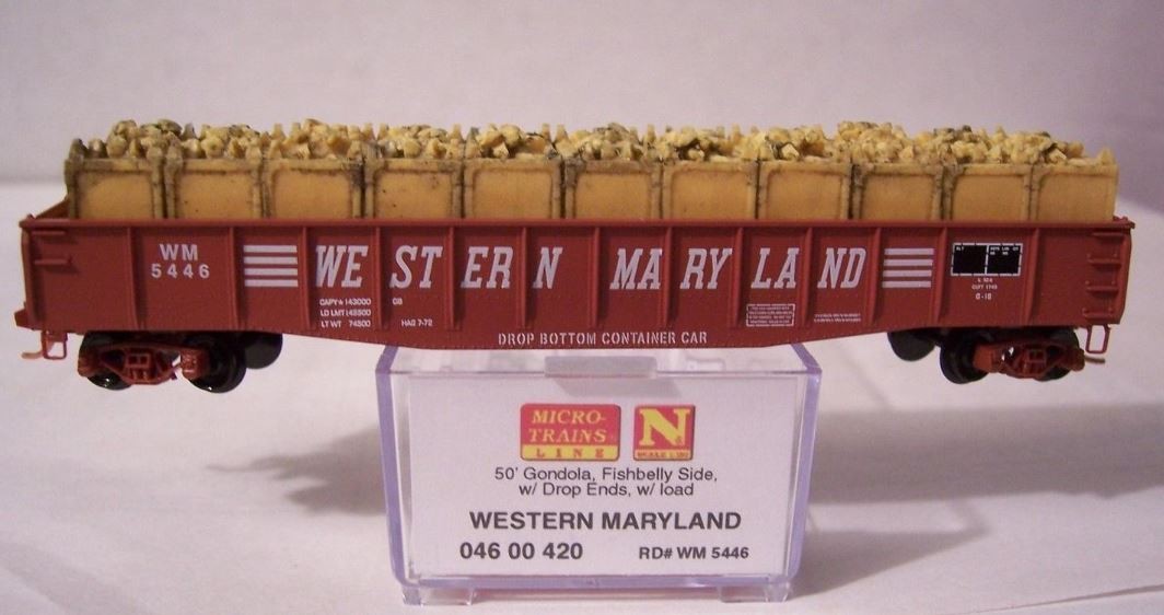 Micro-Trains 04600420 N Western Maryland 50' Fishbelly Side Gondola #5446