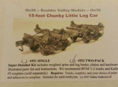 Boulder Valley 552 HO 15-Foot Chunky Little Log Car