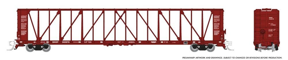 Rapido Trains 562002 N BNSF Brown NSC 73'Centerbeam Flatcar (Pack of 6)
