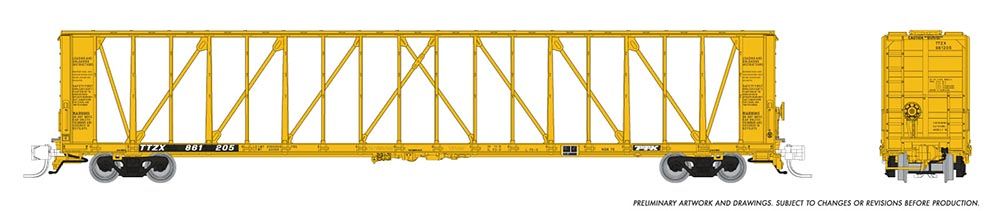 Rapido Trains 562007 N TTX Yellow NSC 73'Centerbeam Flatcar (Pack of 6)