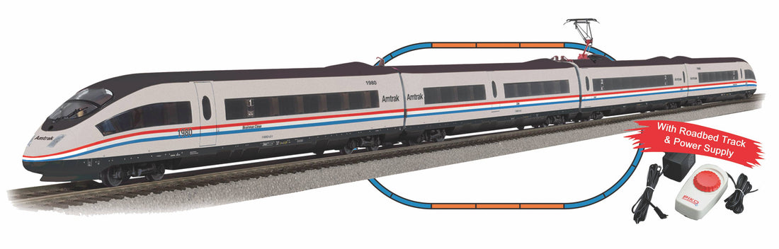 Piko 57197 Amtrak ICE3 HO Gauge Passenger Starter Train Set with Roadbed Track