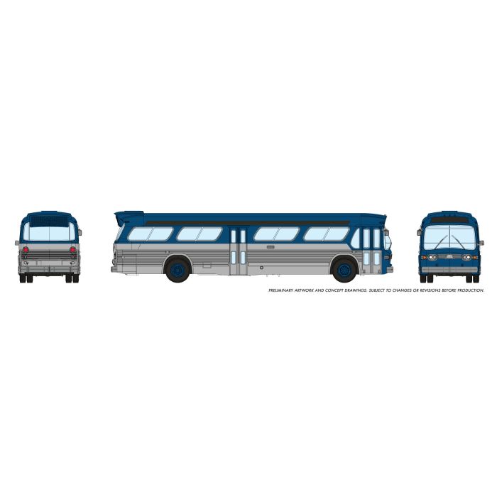 Rapido Trains 573096 N Generic Blue/Silver Fishbowl Bus – Trainz