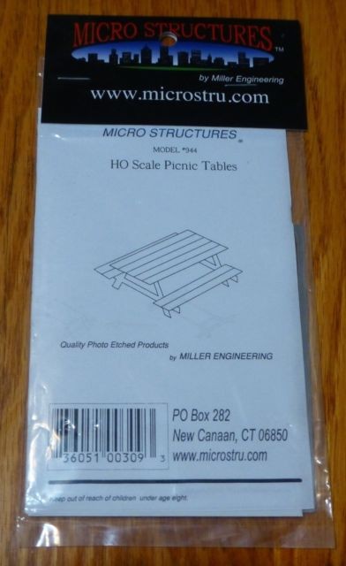 Miller Engineering 944 HO Scale Etched Metal Picnic Table Kit (Pack of 4)