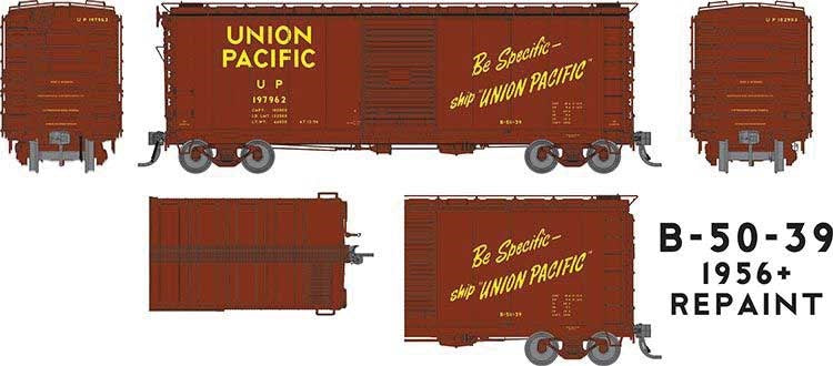 Rapido Trains 154007 HO UP 1956 Repaint 40' B-50-42 Boxcar #1 (Set of 6)