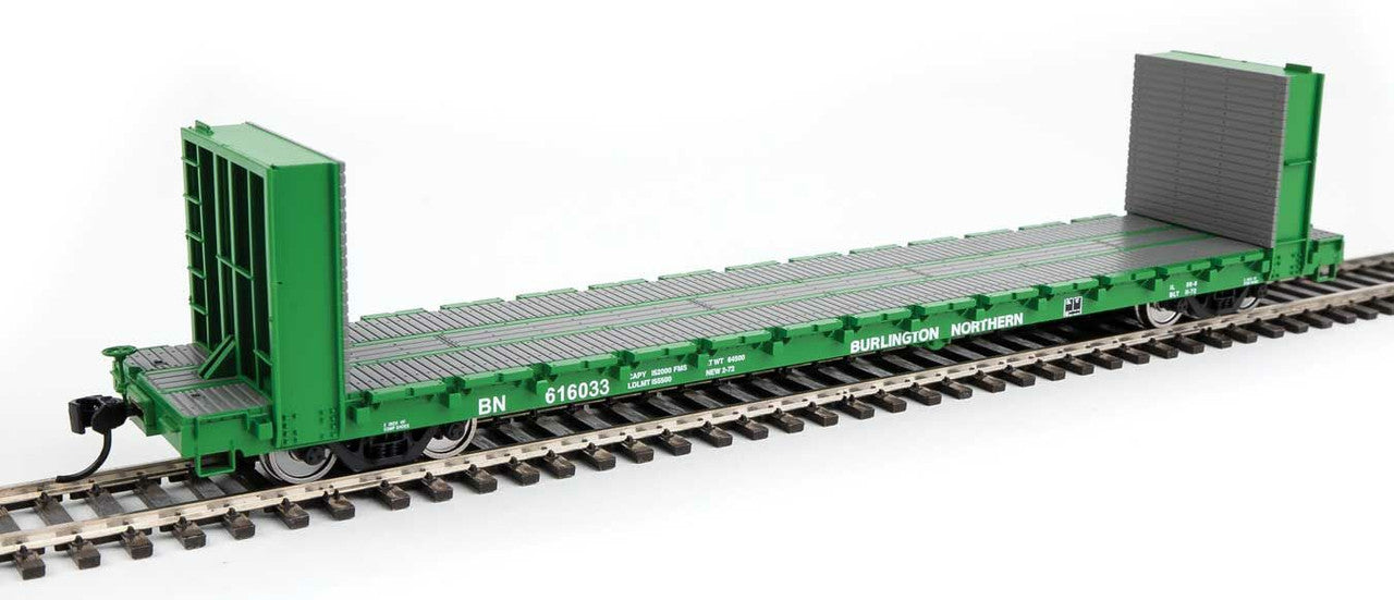 Walthers 910-5861 HO BN RTR 60' Pullman-Standard Bulkhead Flatcar #616033